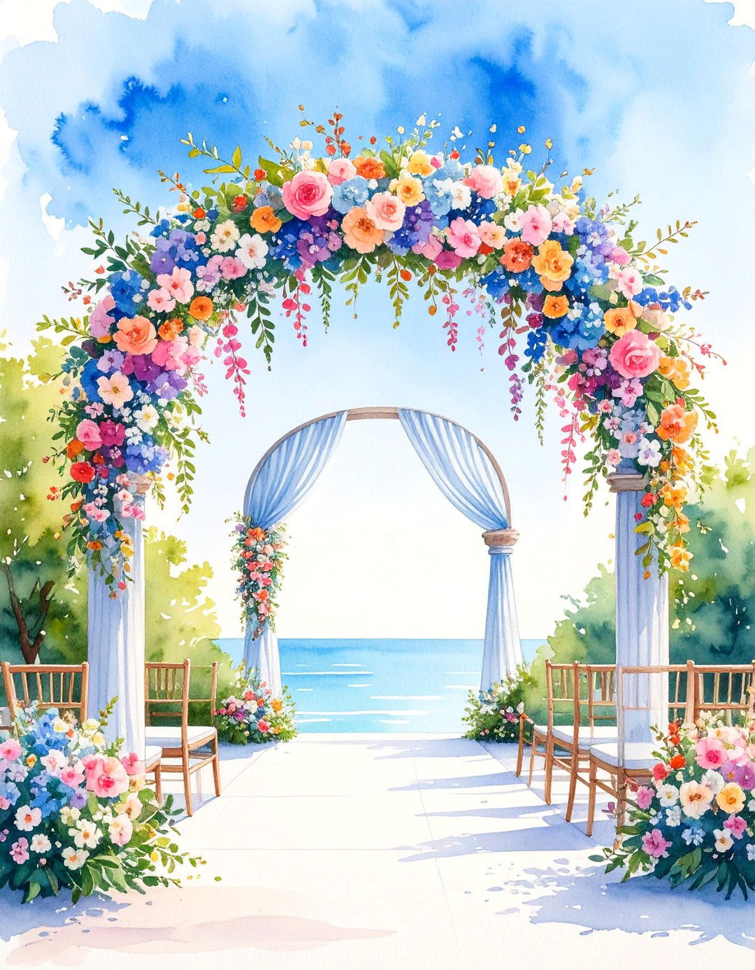 Watercolor Painted Wedding Arch - 25 Wedding Arch Ideas