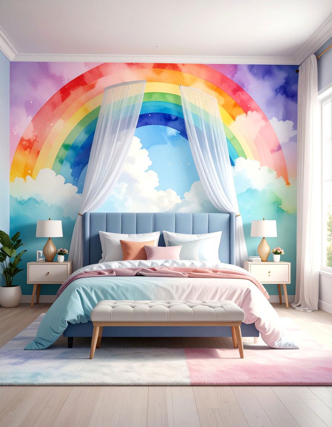 Watercolor Rainbow Bedroom Dreamscape - 25 Rainbow Bedroom Ideas