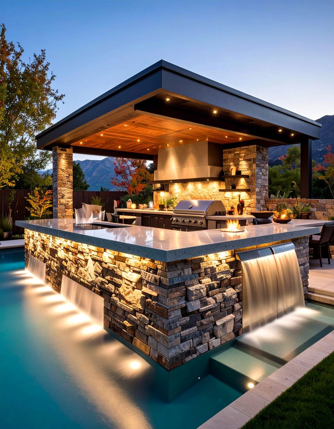 Waterfall Edge BBQ Island - 25 Bbq Island Ideas