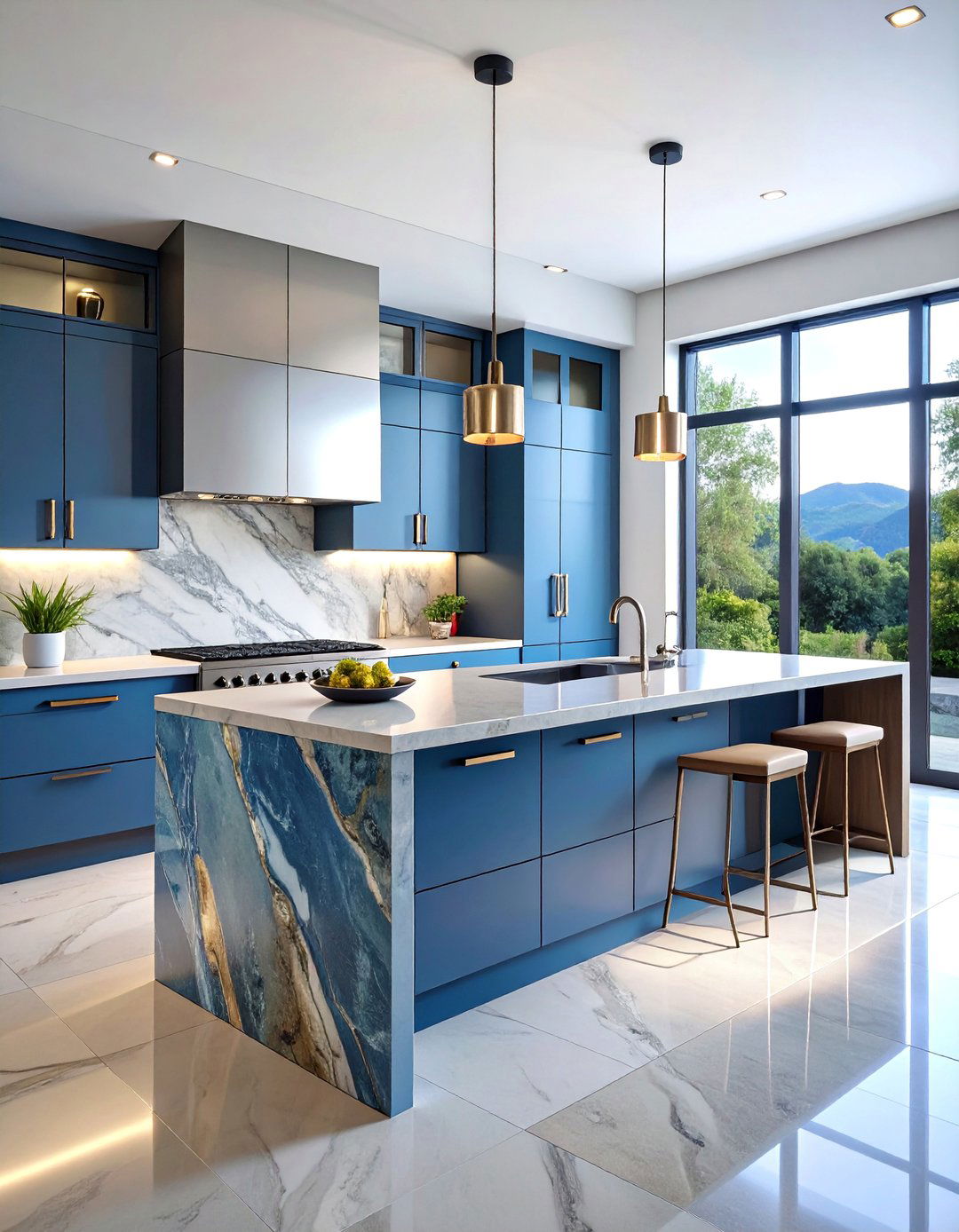 Waterfall Edge Island with End Panel Storage - 25 Kitchen Island Storage Ideas