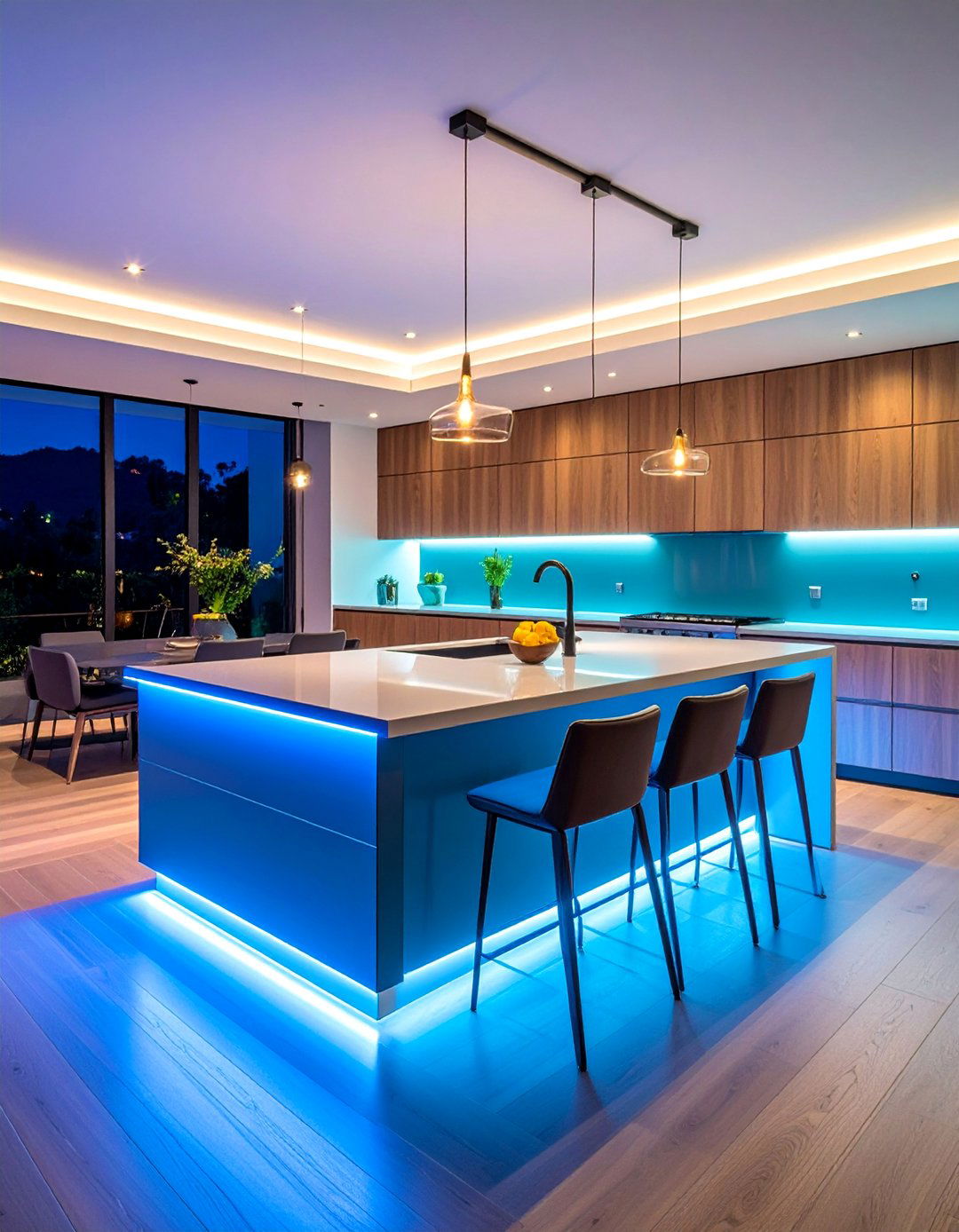 Waterfall Island with Integrated Lighting - 25 Waterfall Kitchen Island Ideas