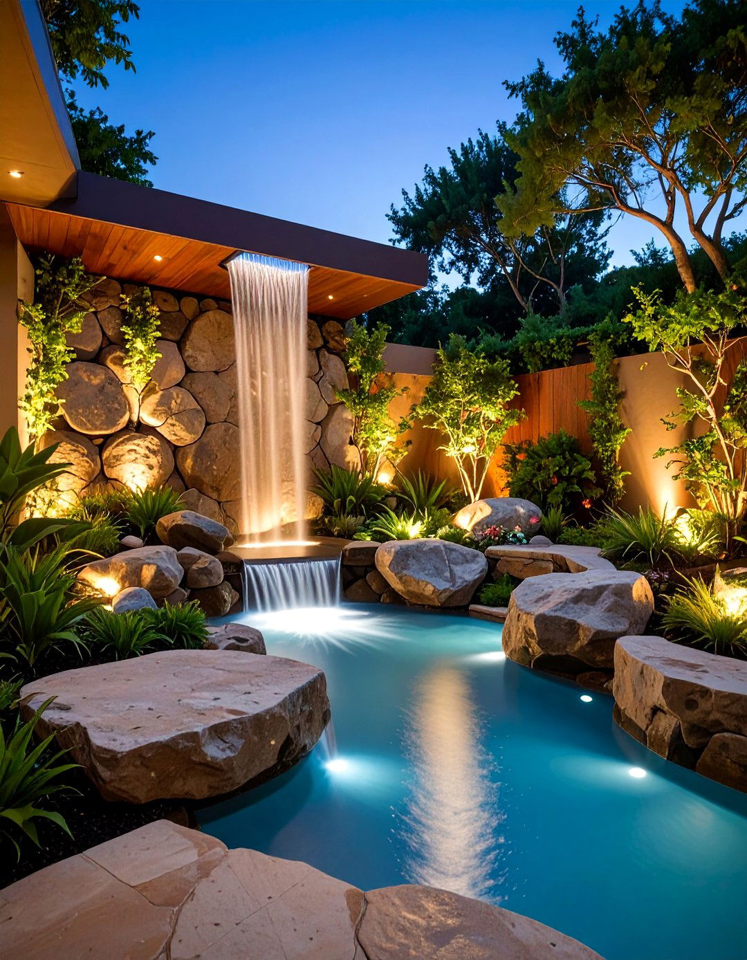 Waterfall Rock Formation Shower - 25 Outdoor Shower Ideas
