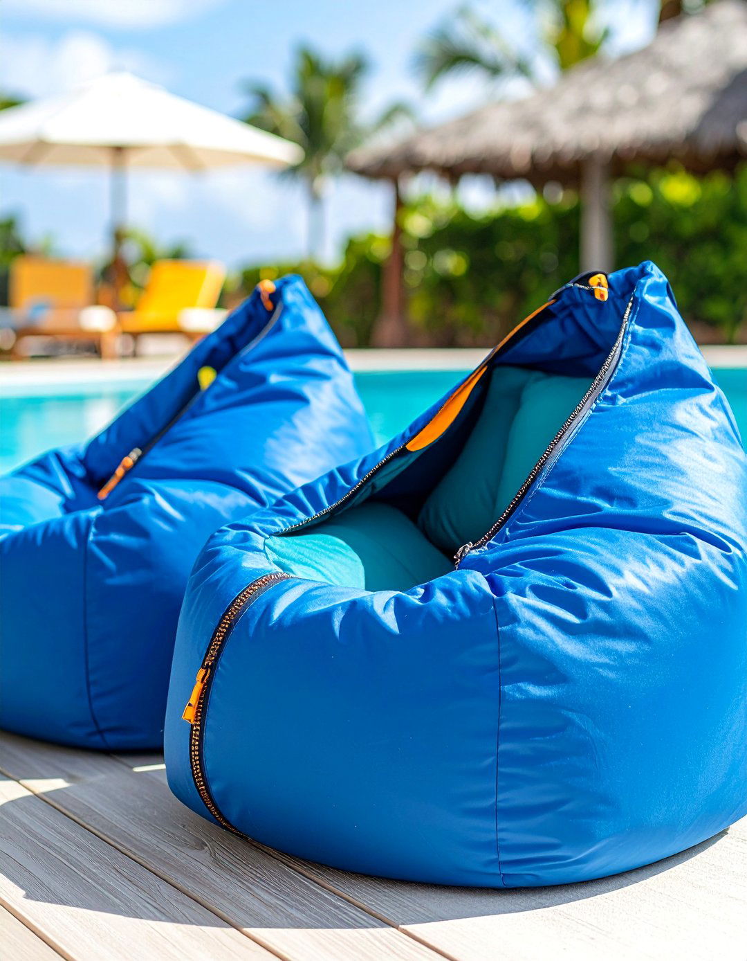 Waterproof Beanbag Bin Seating - 25 Pool Storage Ideas