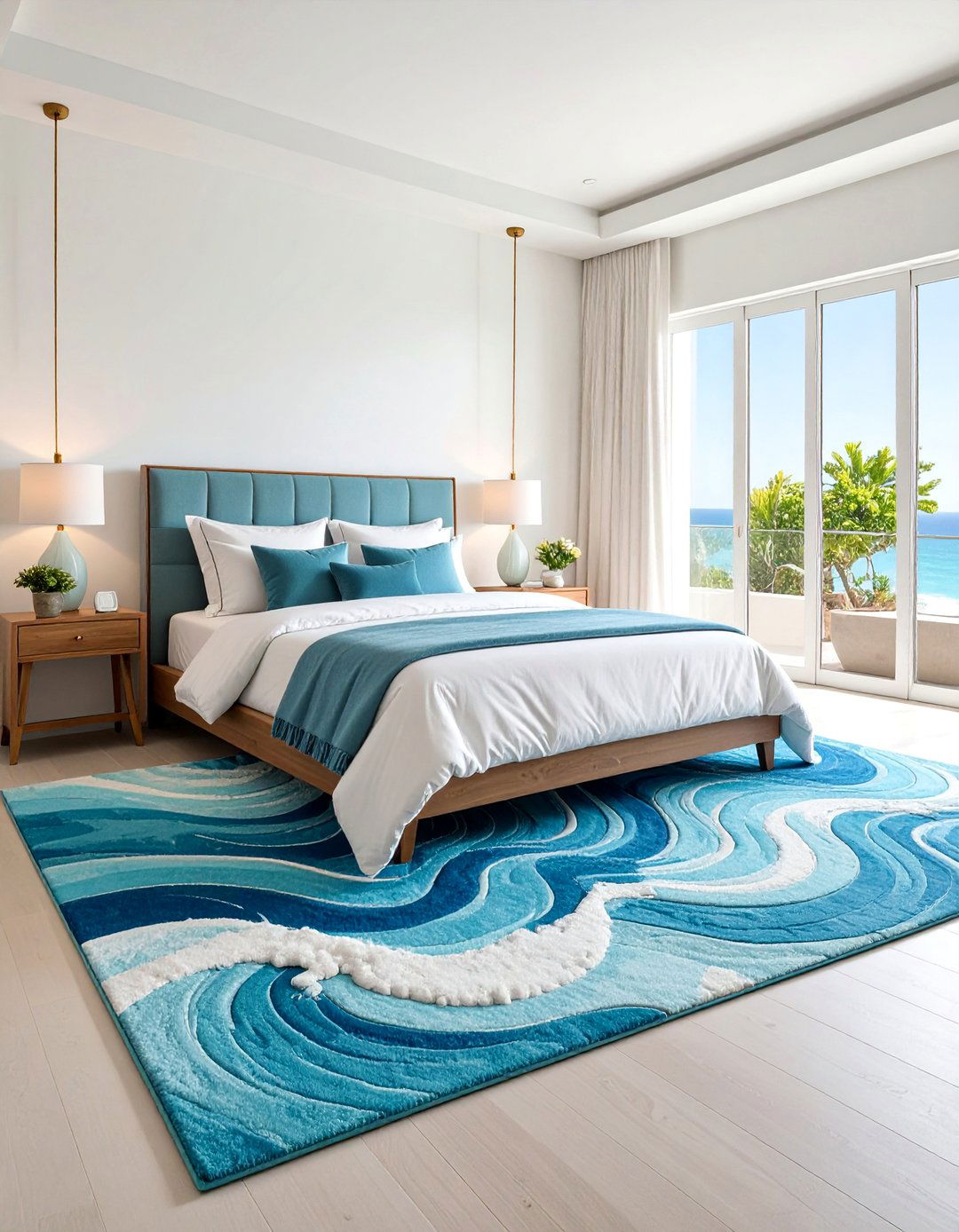 Wave Pattern Area Rug - 25 Mermaid Bedroom Ideas