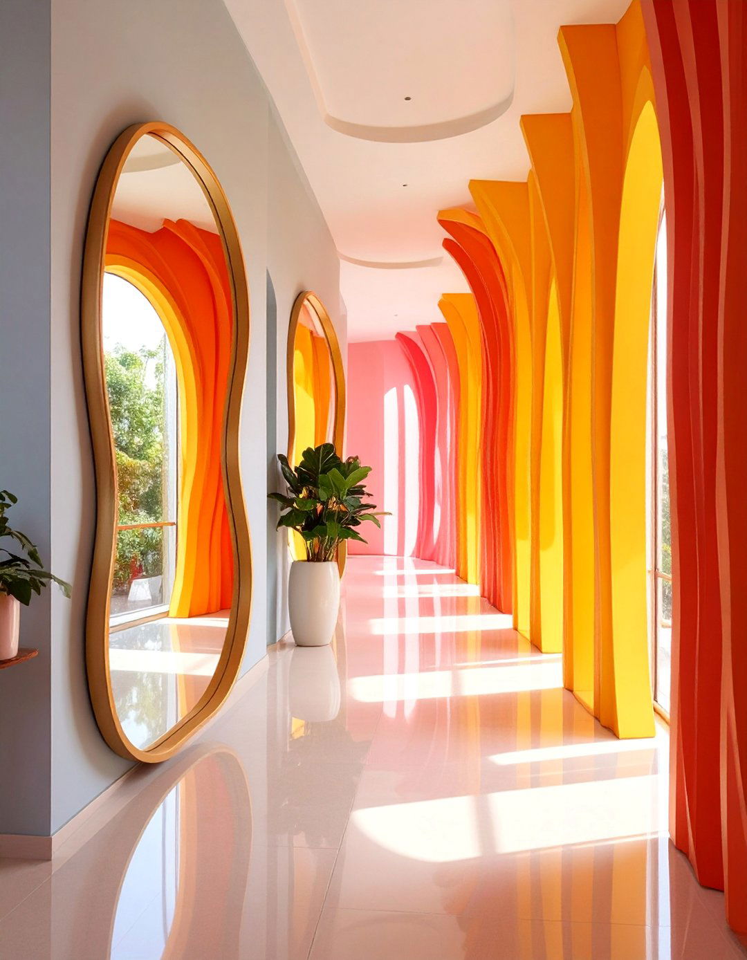 Wavy Edge Mirror with Organic Flow - 25 hallway mirror ideas