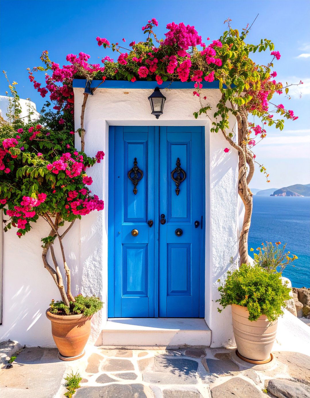 Weathered Blue Door with Rope Details - 25 Mediterranean Front Door Ideas