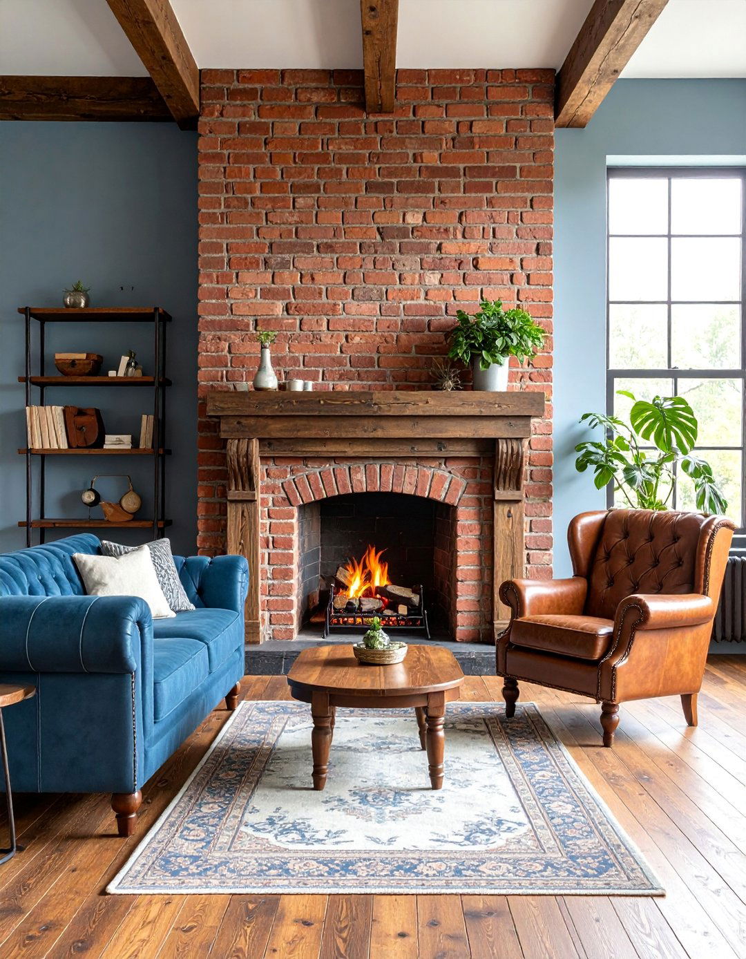 Weathered Brick Rustic Fireplace with Vintage Charm - 25 Rustic Fireplaces