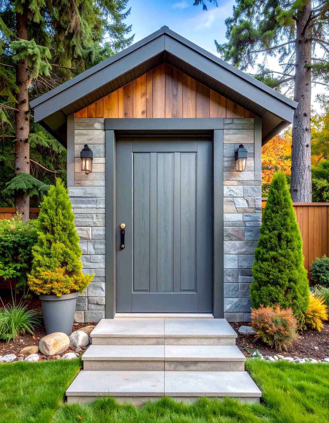 Weathered Cedar Door with Natural Aging - 25 Farmhouse Front Door Ideas