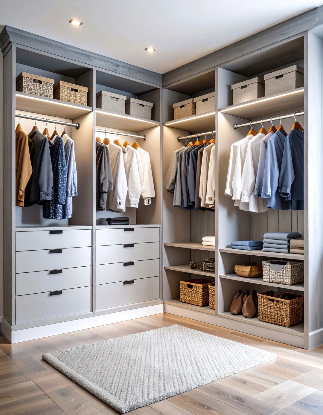 Weathered Gray Barn Wood Closet with Modern Organization - 25 Rustic Closet Ideas