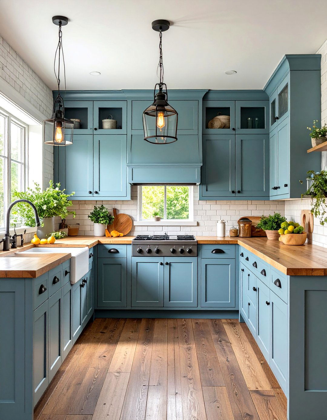 Weathered Gray Cabinets with Distressed Finish - 25 Farmhouse Kitchen With Gray Cabinets Ideas