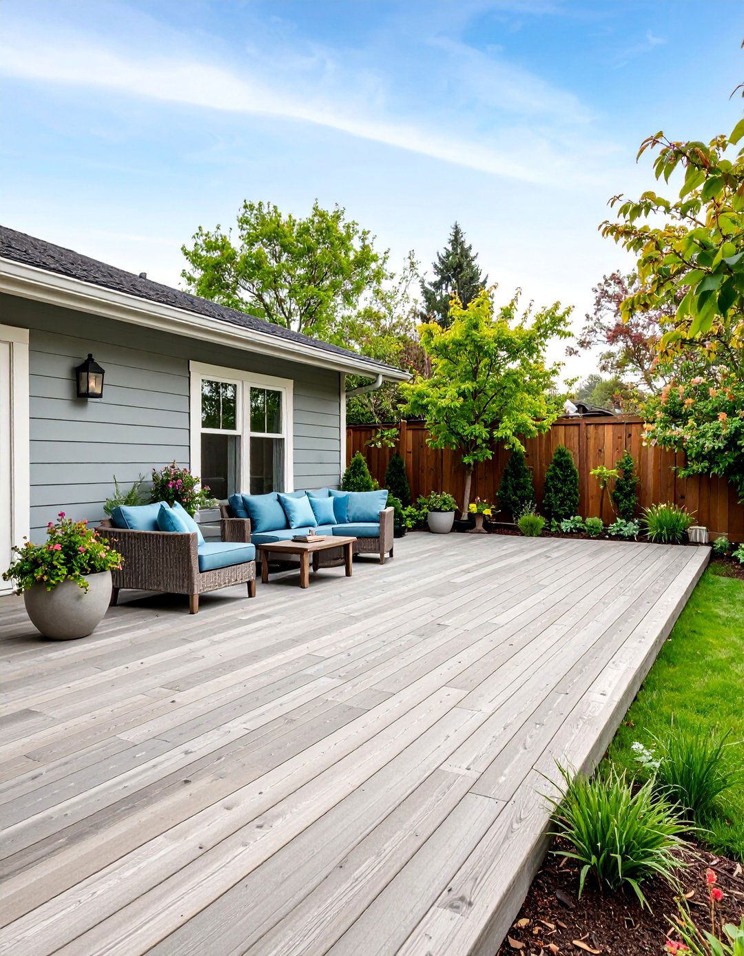 Weathered Gray and Driftwood Casual Deck - 25 Two Tone Deck Color Schemes