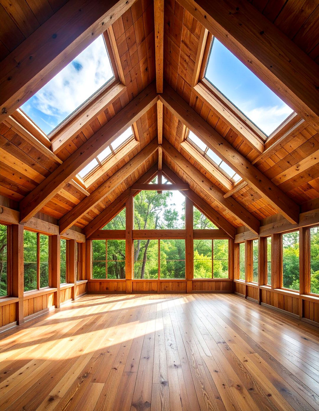 Weathered Redwood Cathedral Ceiling with Skylights - 25 Rustic Ceiling Ideas