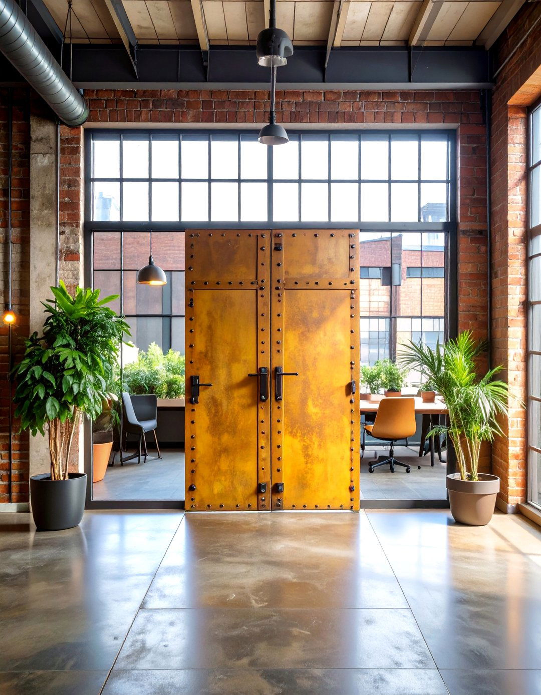 Weathered Steel Industrial Door - 25 Home Office Door Ideas
