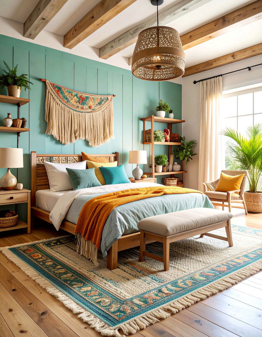 Weathered Wood Accent Wall Bedroom - 25 Boho Beach Bedroom Ideas