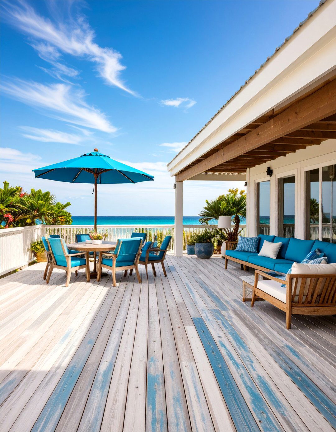 Weathered Wood Deck with Nautical Themes - 25 Stamped Concrete Patio Ideas