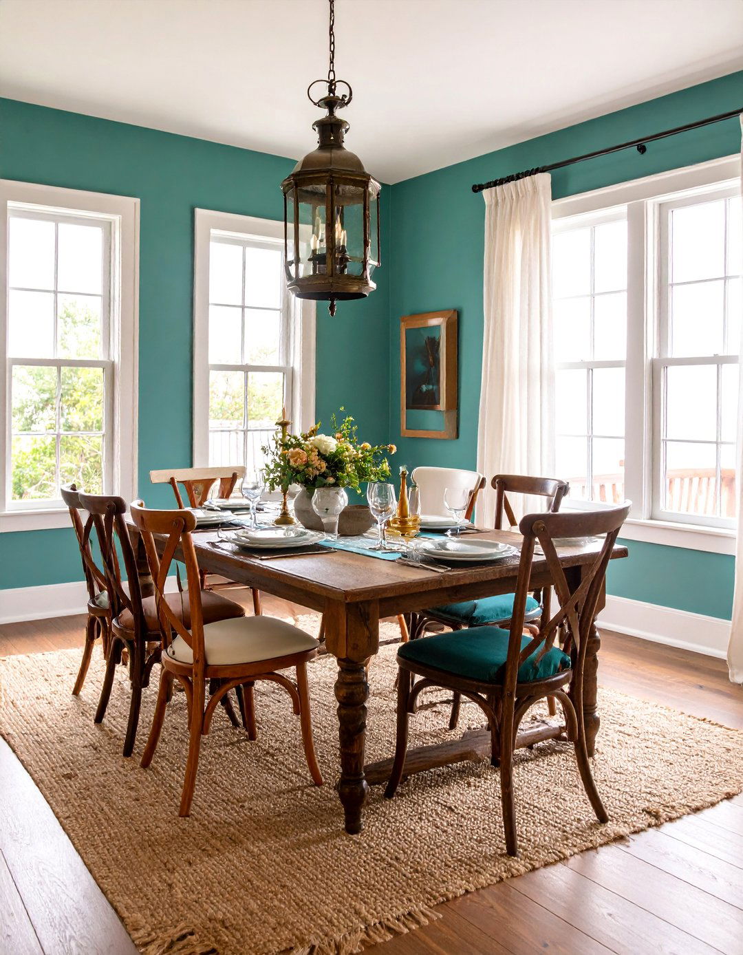 Weathered Wood Dining Room with Marine Lighting - 25 Beach House Decor Ideas