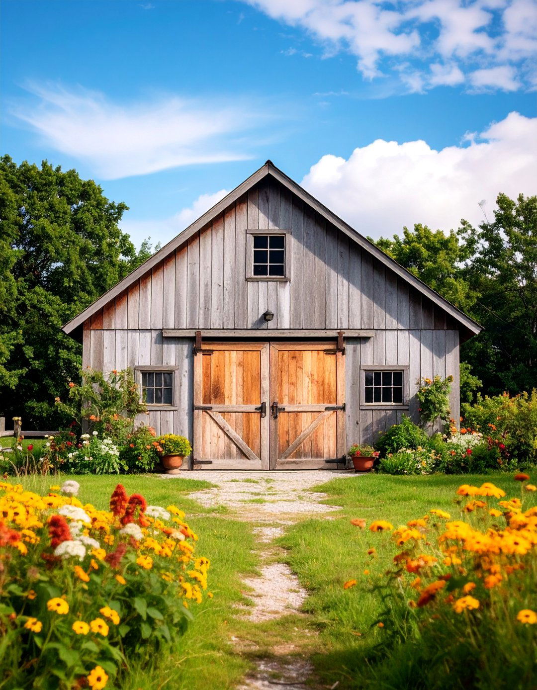 Weathered Wood Garage with Vintage Hardware - 25 Rustic Garage Ideas