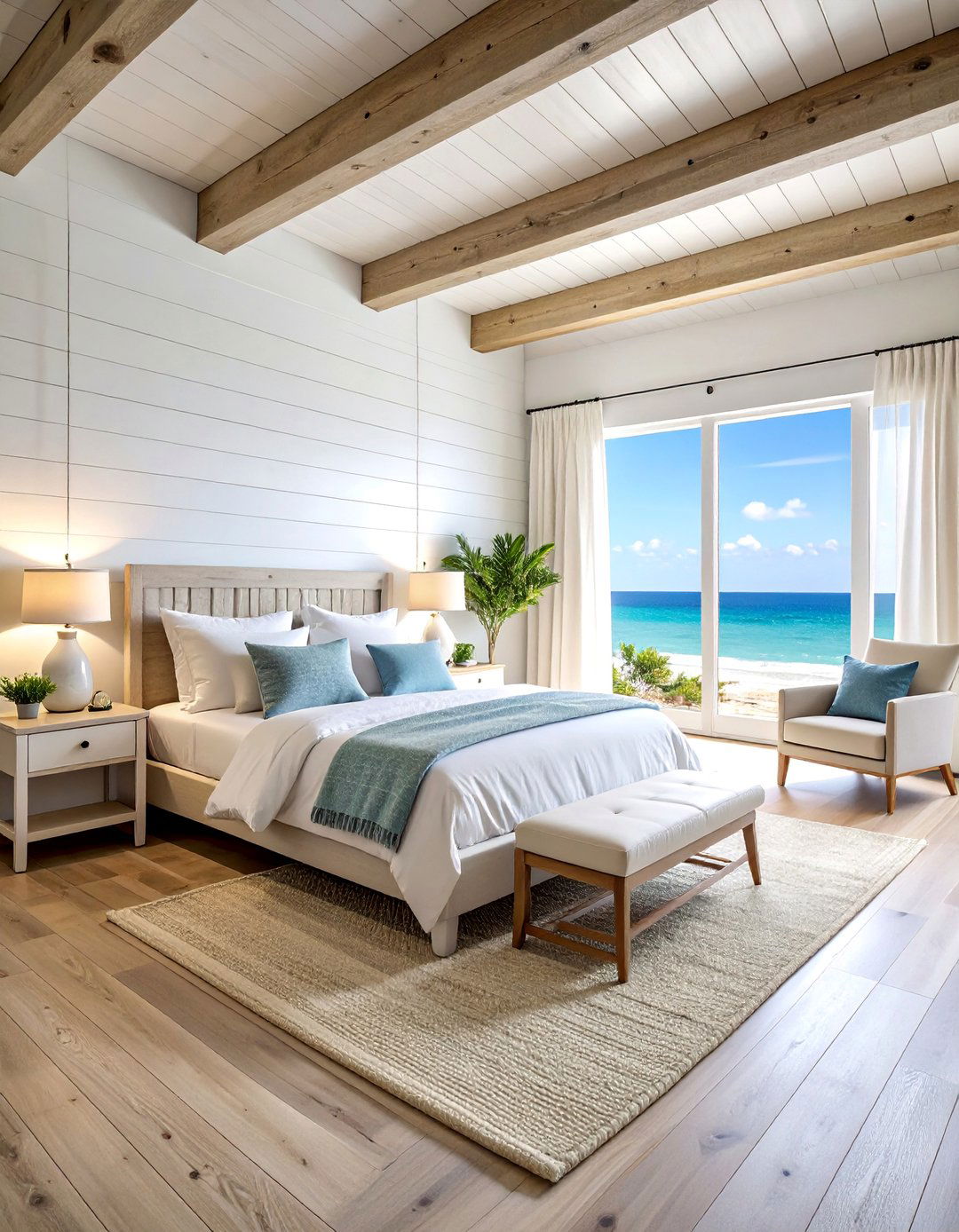 Weathered Wood Shiplap Bedroom - 25 Beach Themed Bedroom Ideas