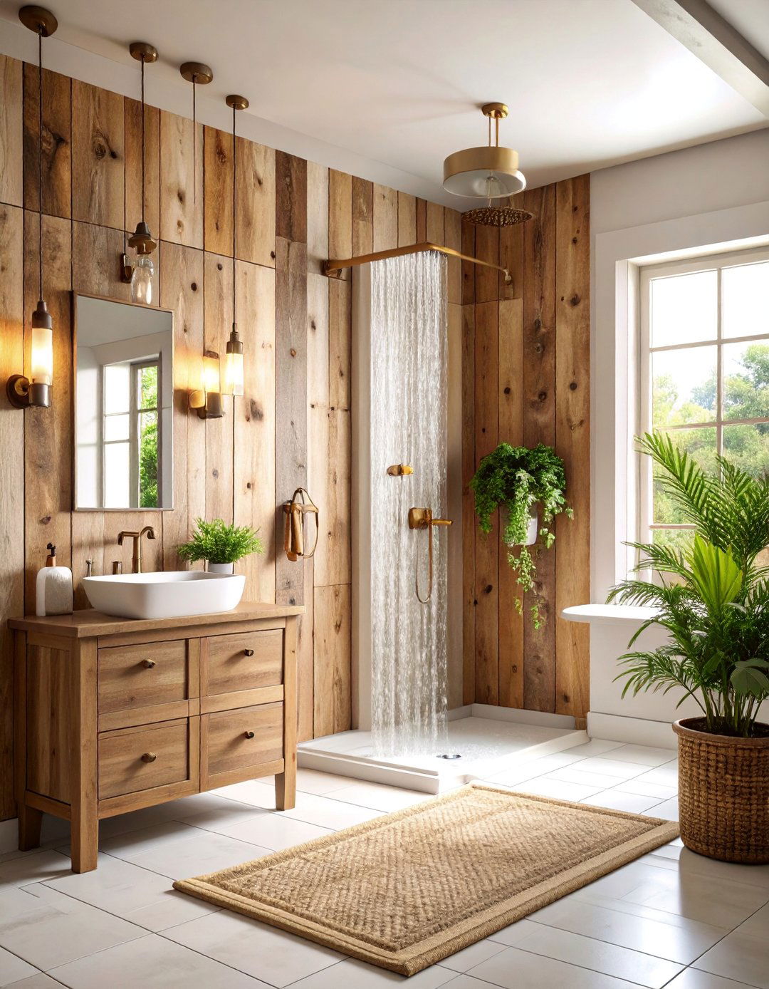 Weathered Wood Wall Panel System - 25 Rustic Walk-in Shower Ideas