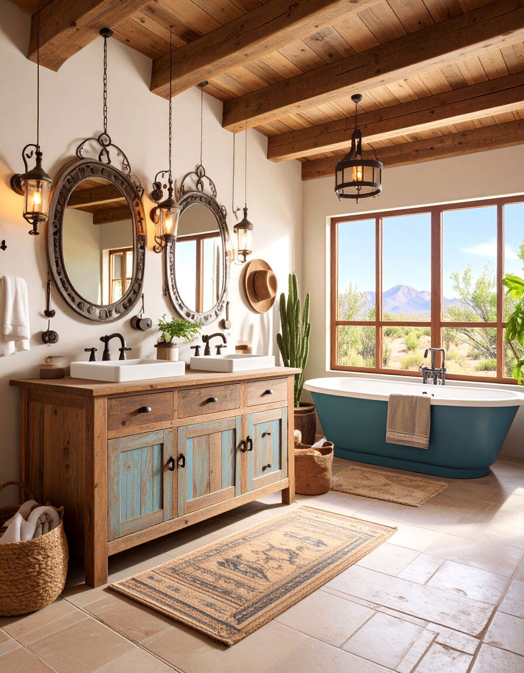 Weathered Wood and Iron Combination - 25 Western Bathroom Ideas