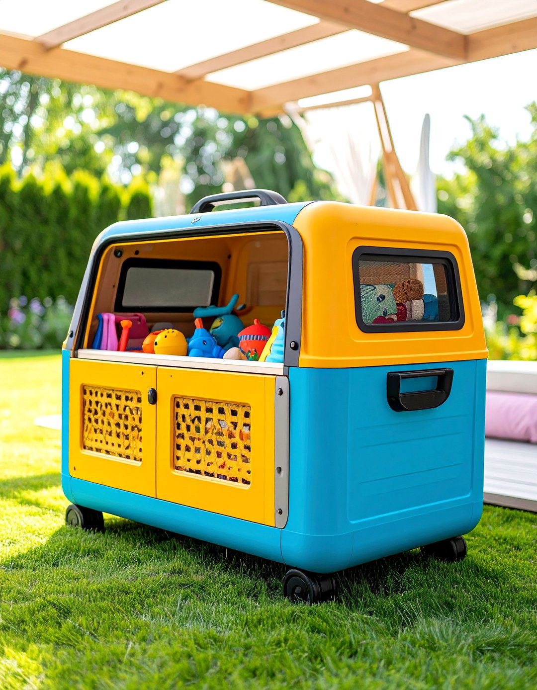 Weatherproof Toy Trunk with Ventilation System - 25 Outdoor Toy Storage Ideas