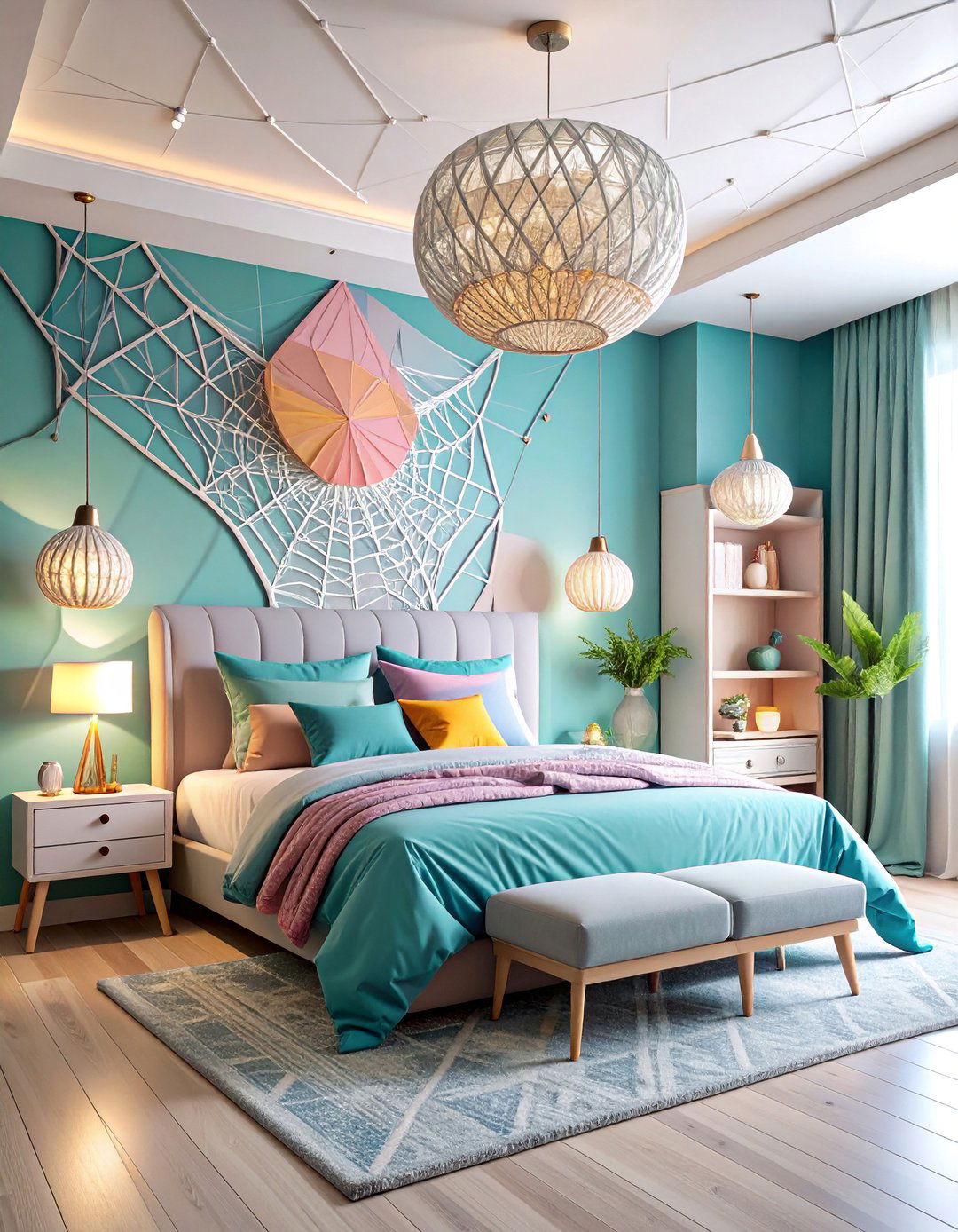 Web Patterned Spiderman Sanctuary - 25 Spiderman Room Decor Ideas