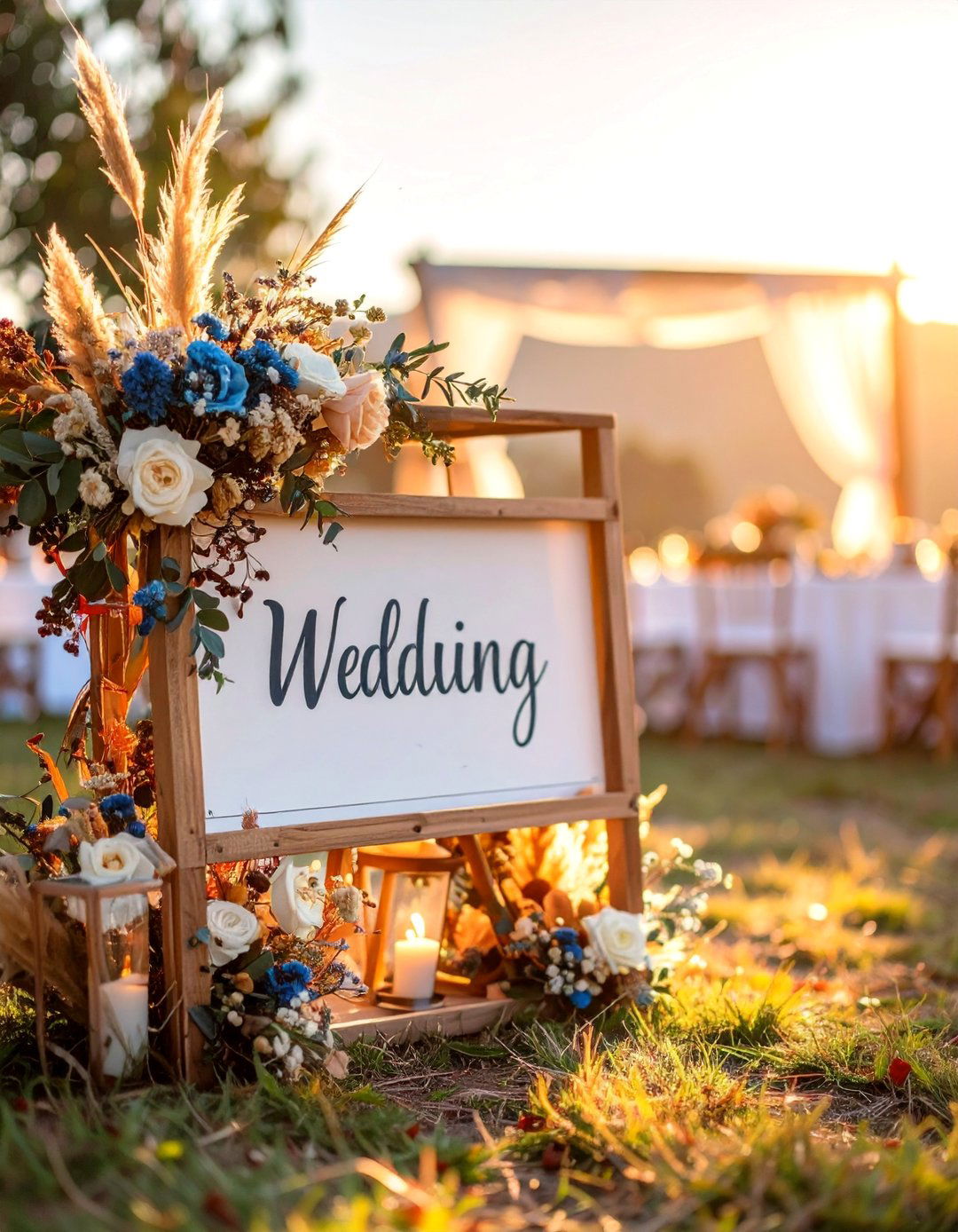 Wedding Sign with Dried Flower Preservation - 25 Wedding Sign Ideas