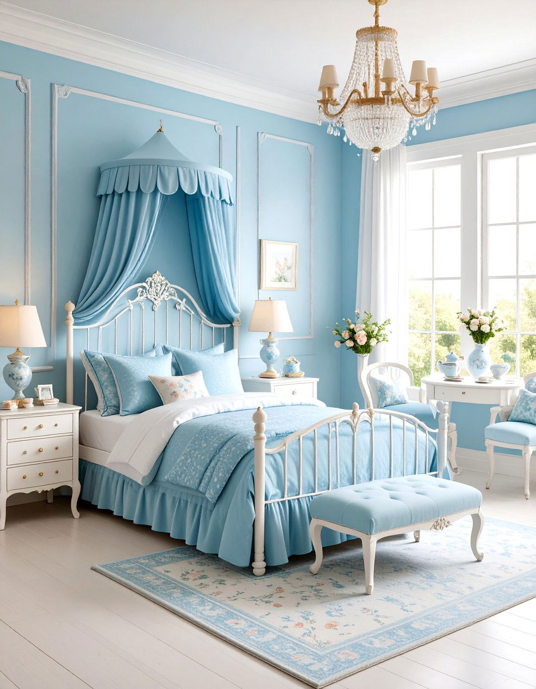 Wedgwood Blue Girls Bedroom with English Garden Tea Party - 25 Girls Blue Bedroom Ideas