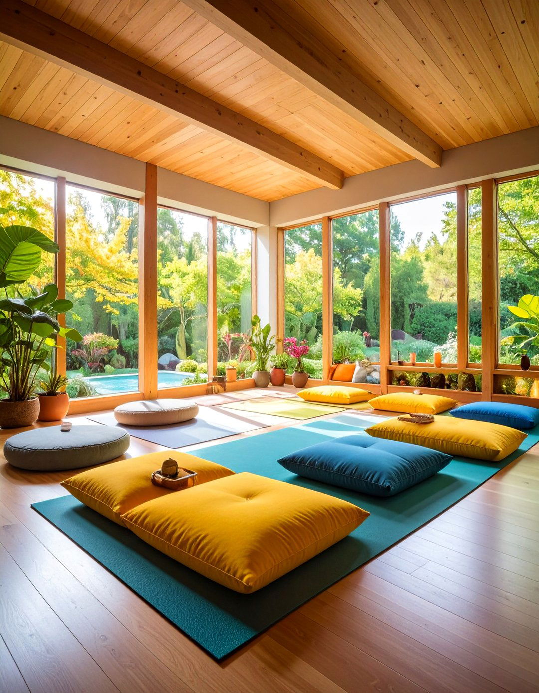 Wellness Focused Sunken Meditation Room with Natural Elements - 25 Sunken Living Room Ideas