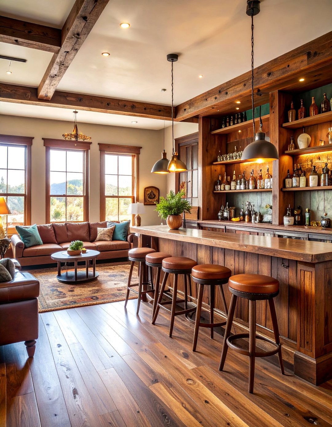 Western Bar and Entertainment Living Room - 25 Western Living Room Ideas