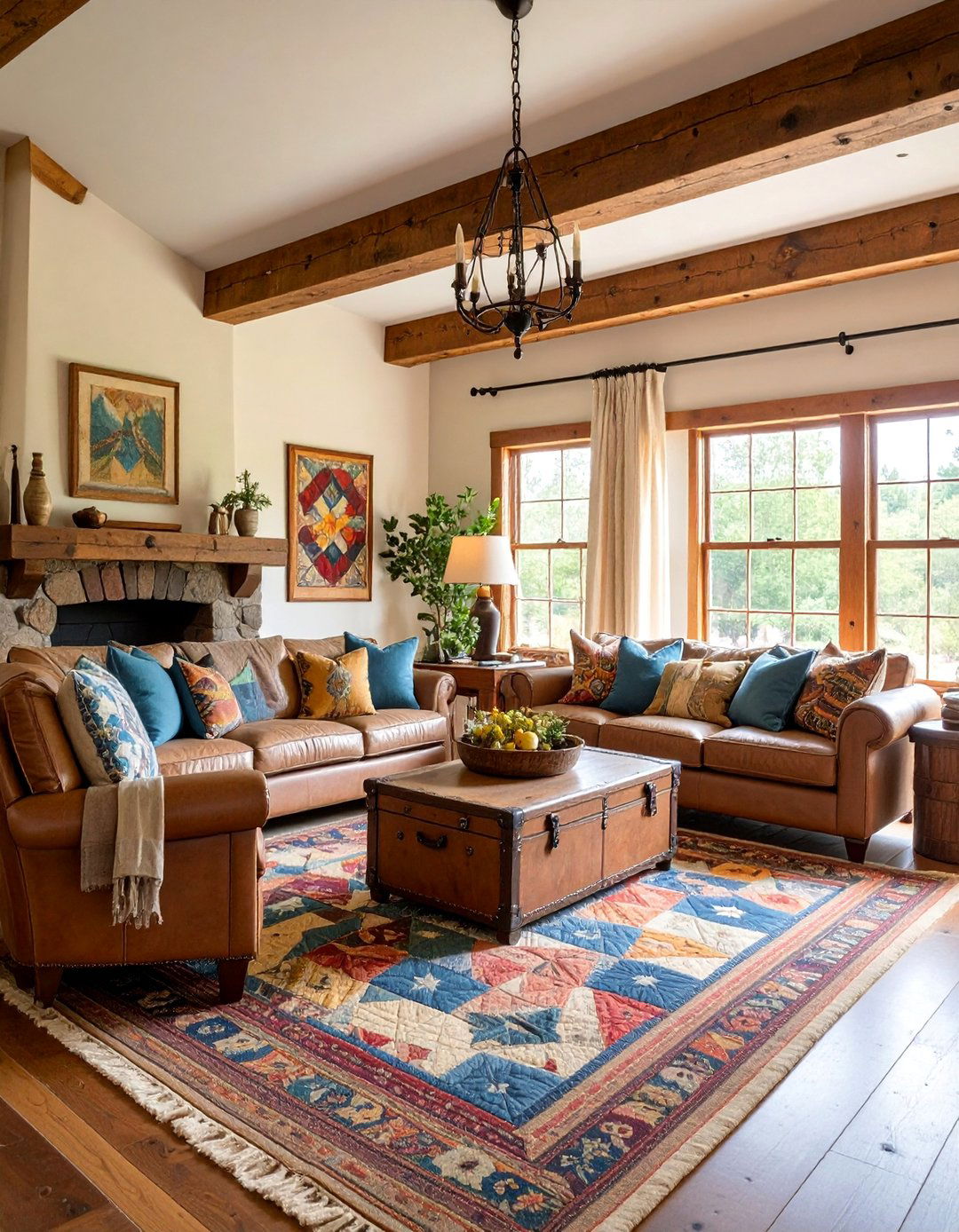 Western Quilted Family Room - 25 Cowboy Room Decor Ideas