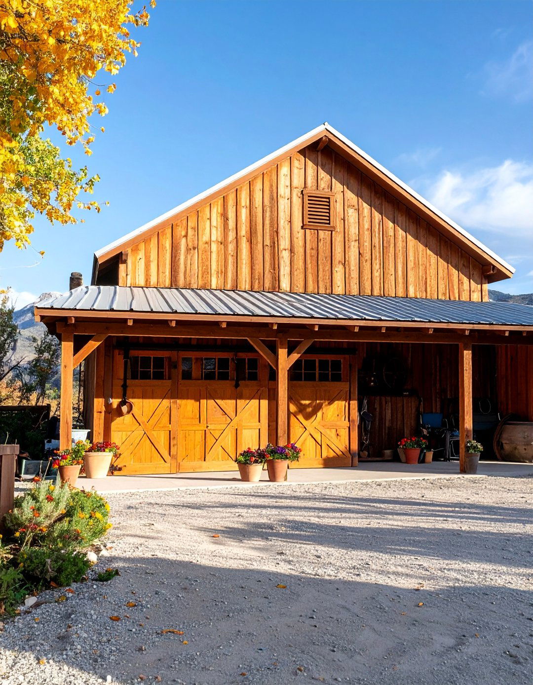 Western Ranch Garage with Rustic Details - 25 Rustic Garage Ideas