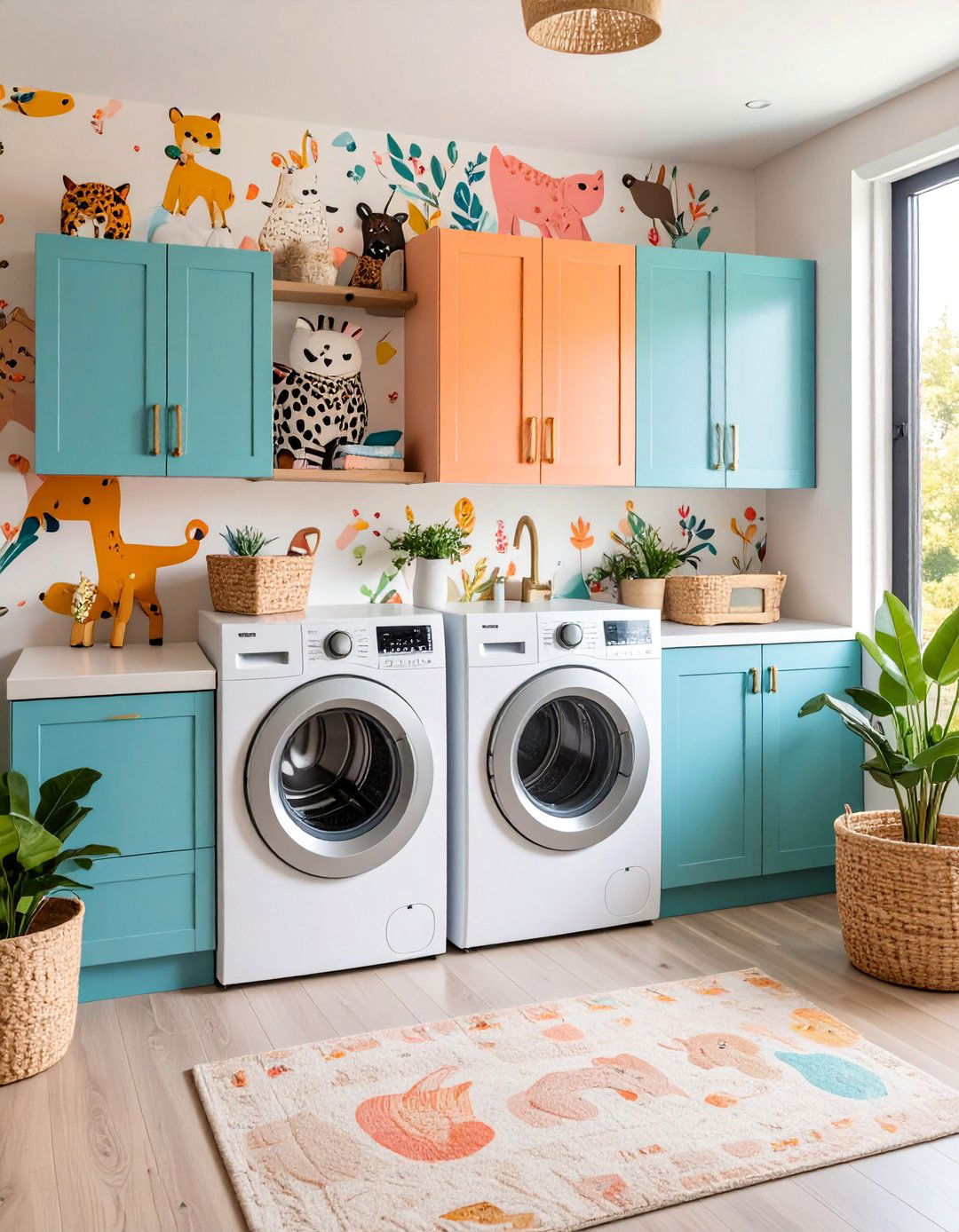 Whimsical Animal Print Laundry Room - 25 Laundry Room Wallpaper Ideas