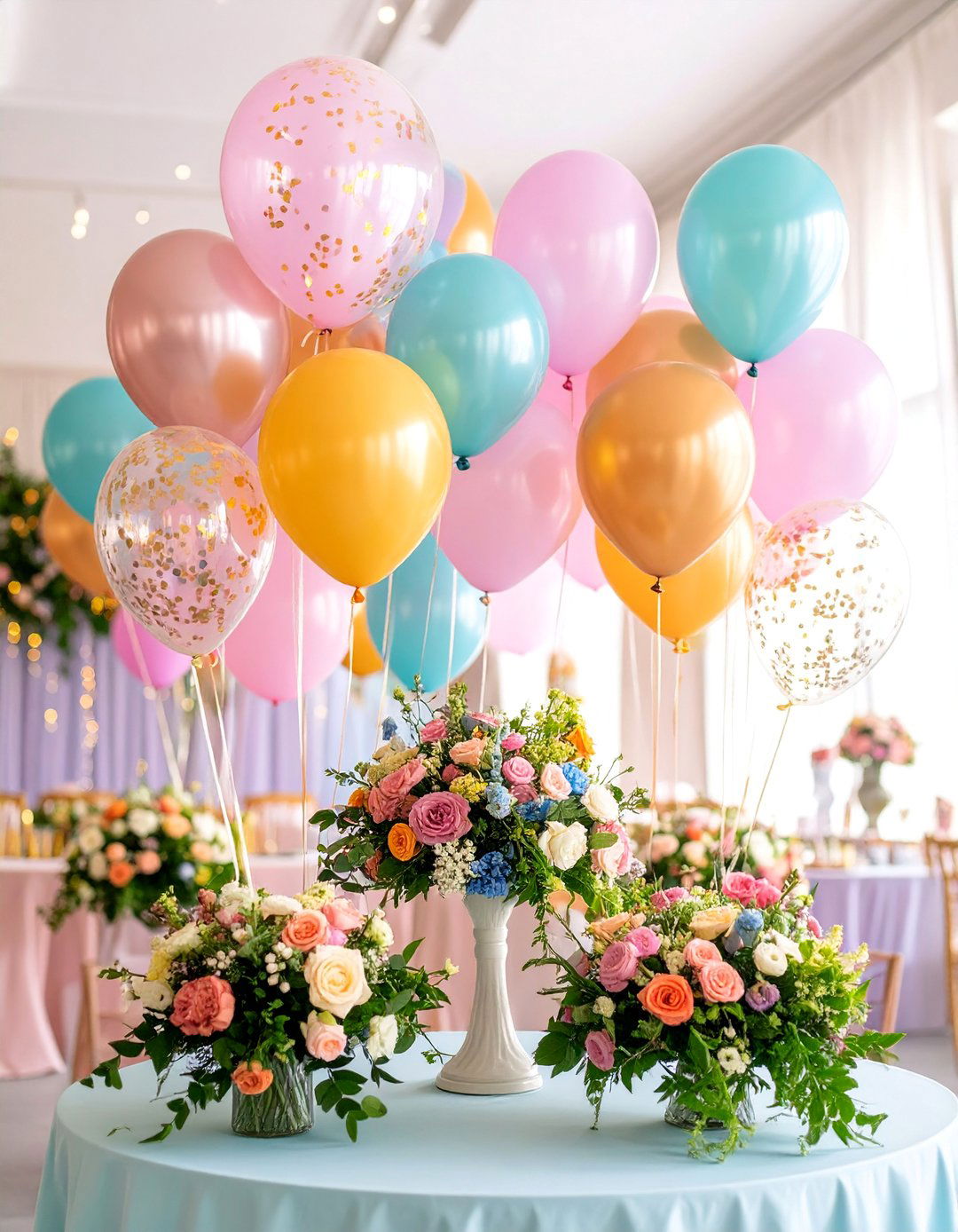 Whimsical Balloon and Flower Centerpiece - 25 Wedding Centerpiece Ideas