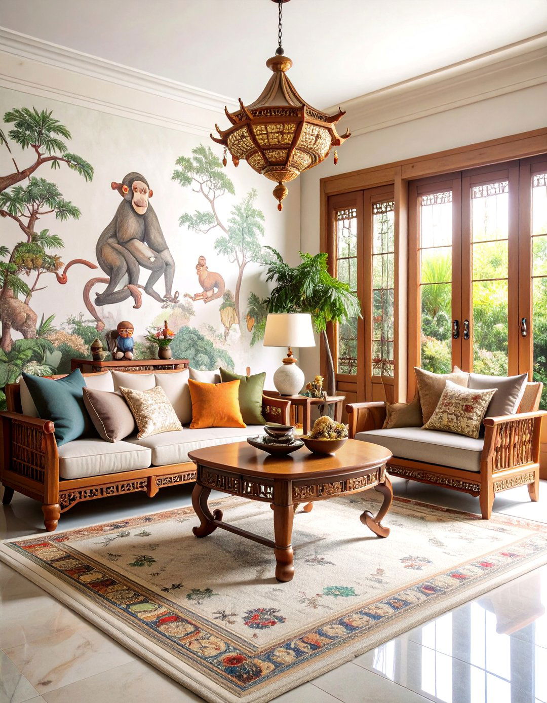 Whimsical Monkey and Pagoda Living Room - 25 Chinoiserie Living Room Ideas
