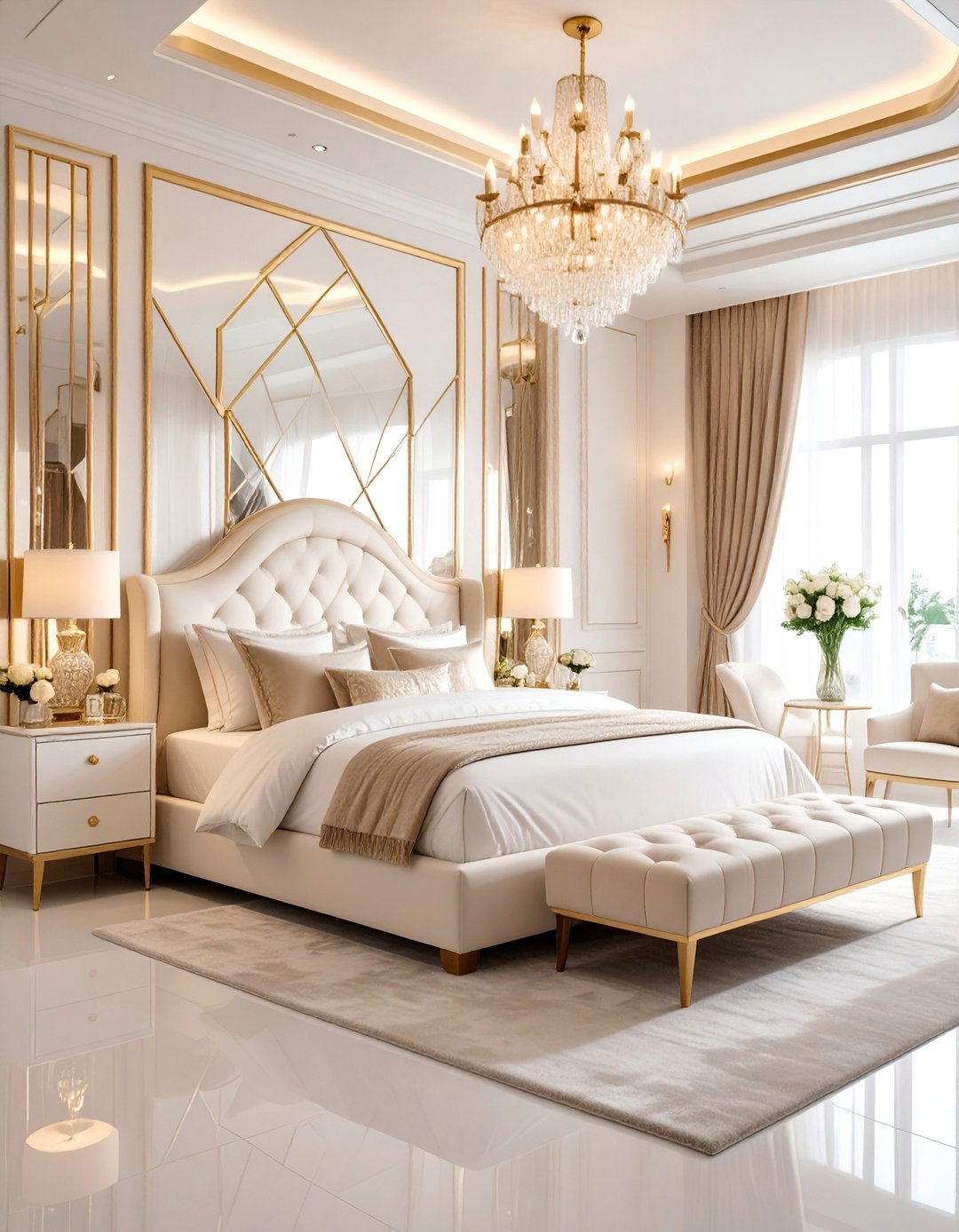 White Art Deco Glam Bedroom - 25 White Bedroom Ideas