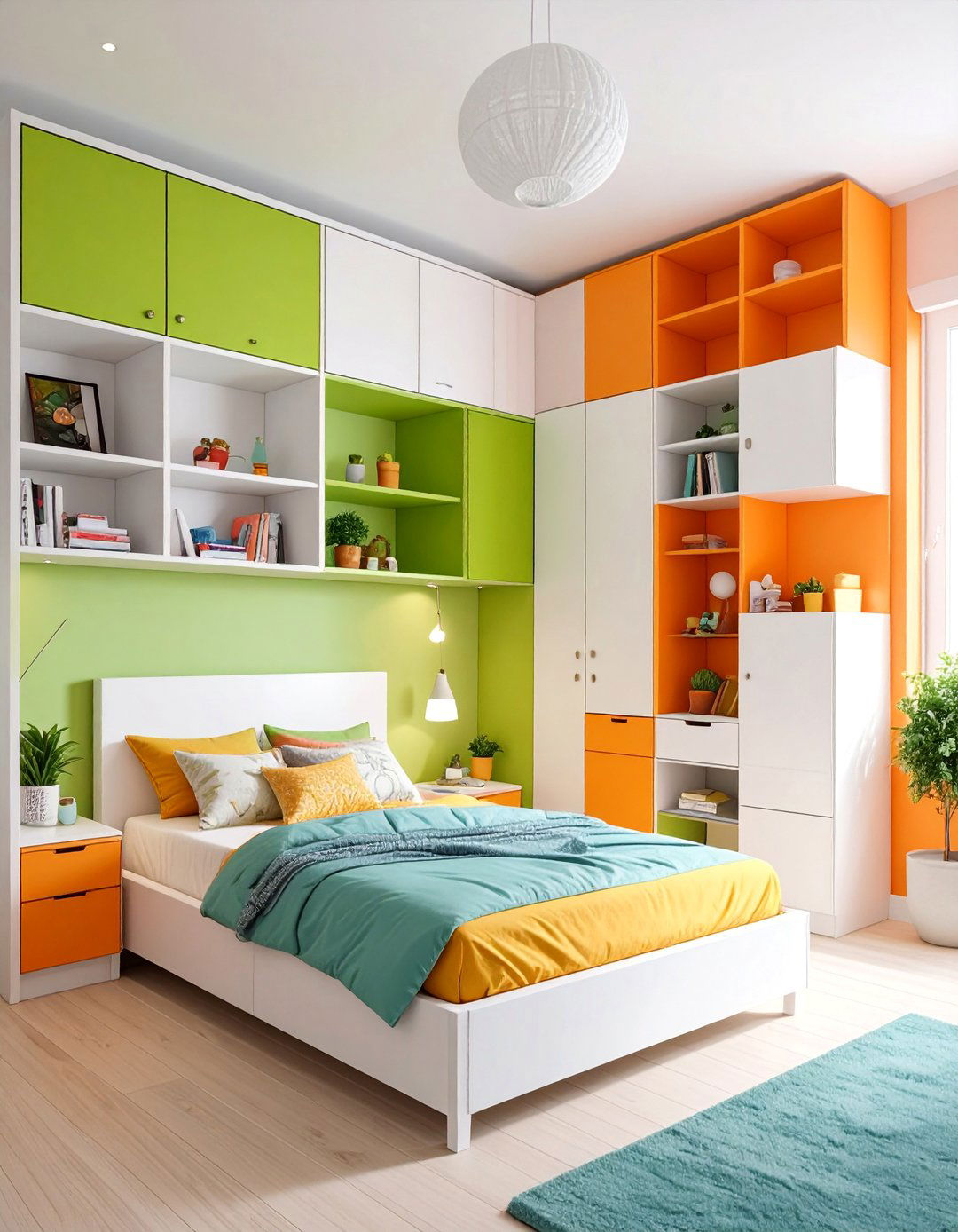 White Bedroom with Modular Storage Systems - 25 Small White Bedroom Ideas