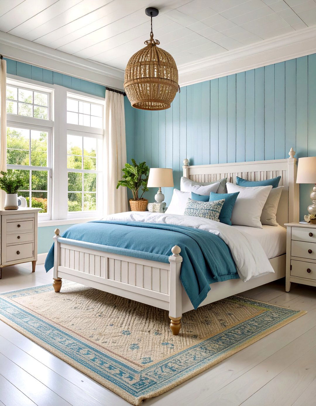 White Board and Batten Bedroom with Classic Charm - 25 Bedroom Accent Wall Ideas