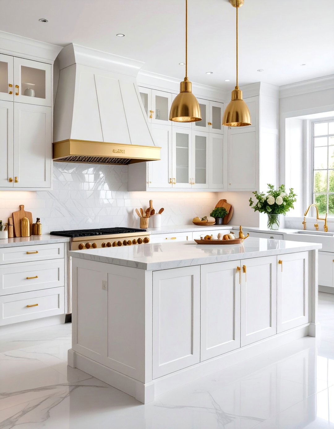 White Cabinets with Brass Hardware and Matching Appliances - 25 White Kitchen Cabinets With Gold Hardwar