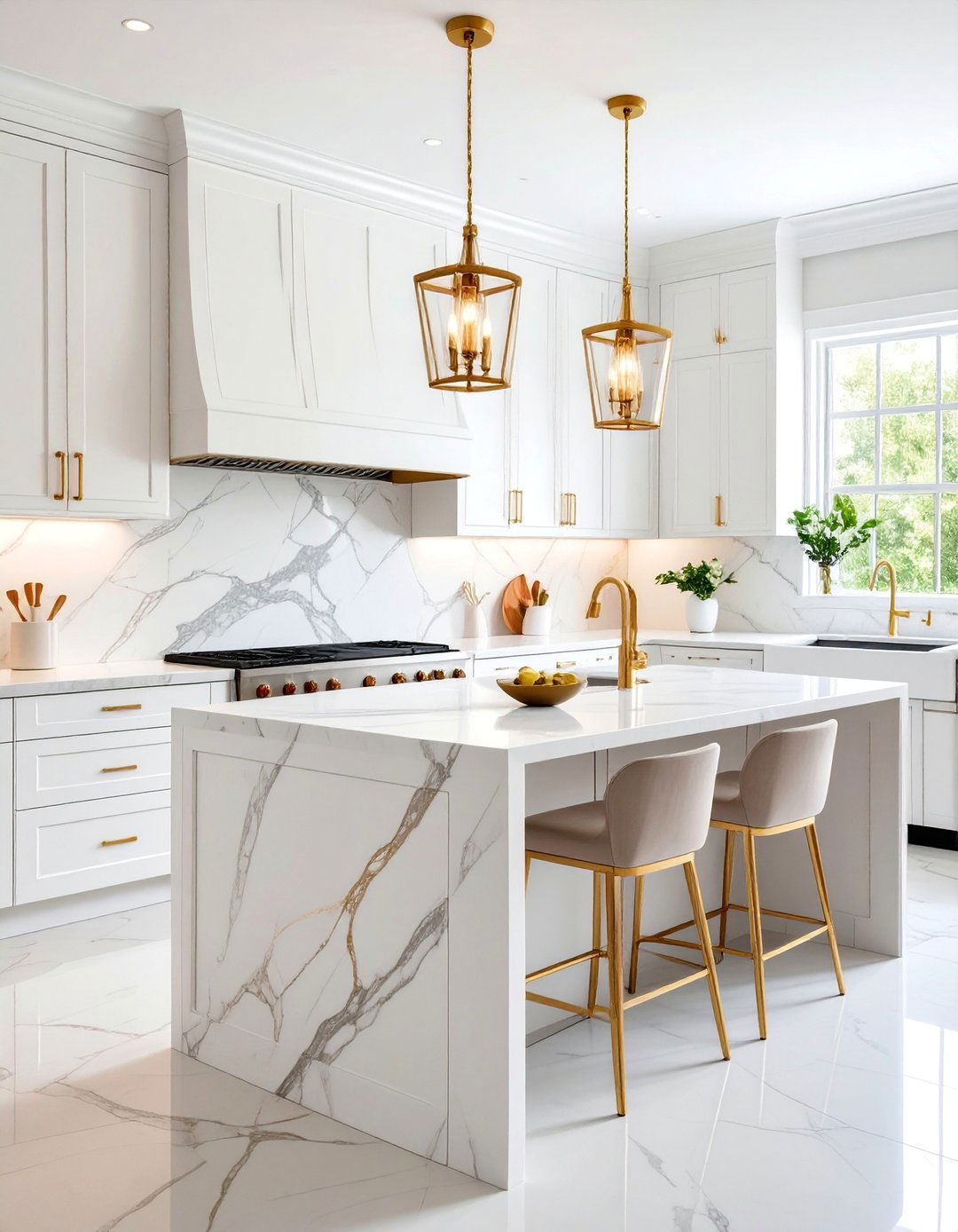 White Calacatta Marble Kitchen Backsplash - 25 White Kitchen Backsplash Ideas