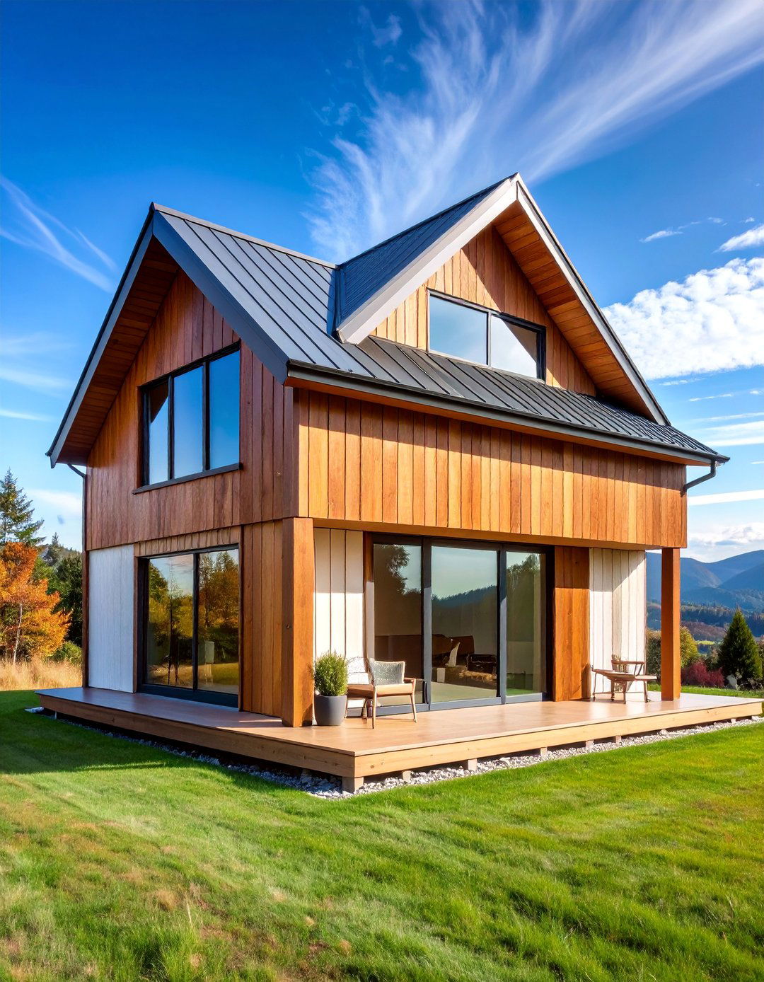 White Cedar Vertical Siding with Metal Roof - 25 Scandinavian House Exterior Ideas