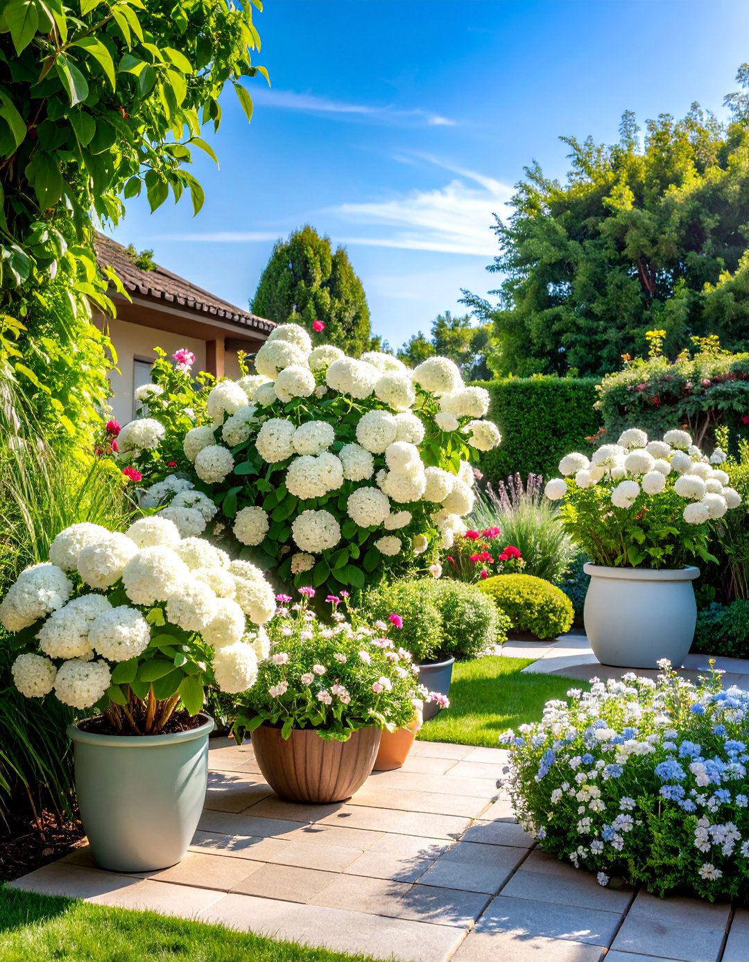 White Container Garden for Patios and Small Spaces - 25 White Garden Design Ideas