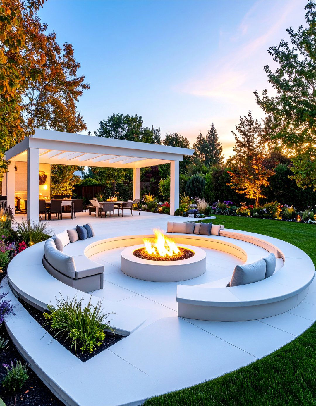 White Deck with Curved Design Elements - 25 White Deck Ideas