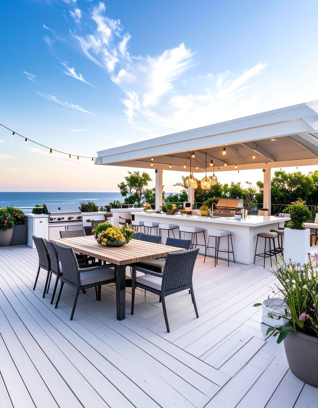 White Deck with Guest Entertainment Hub - 25 White Deck Ideas