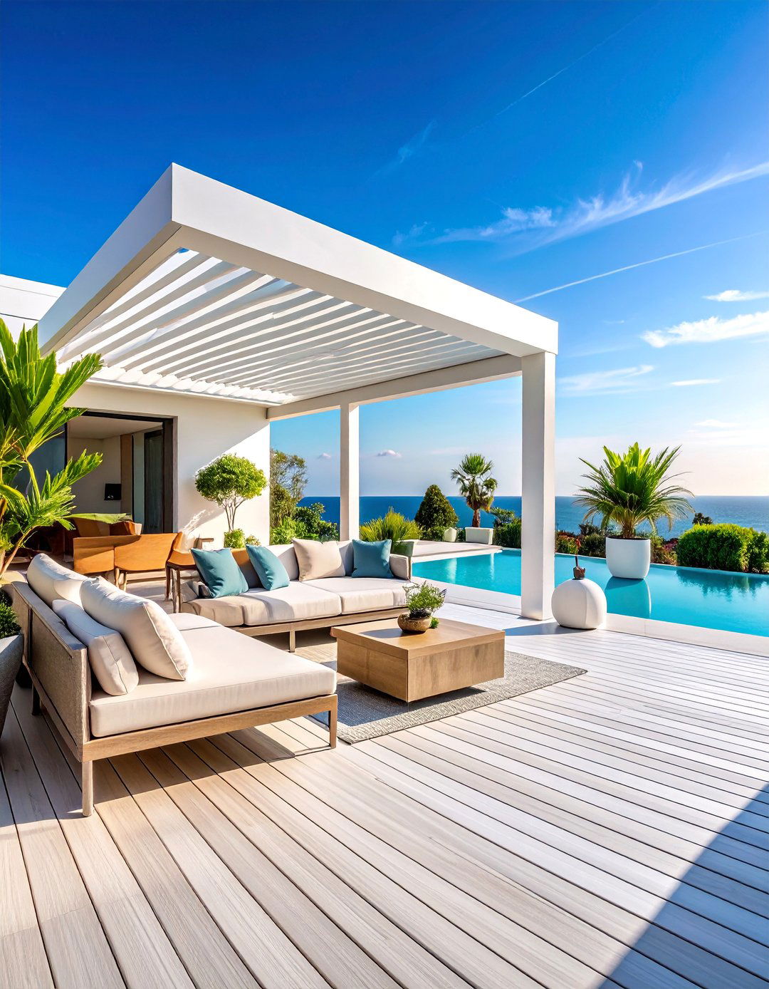 White Deck with Smart Home Integration - 25 White Deck Ideas