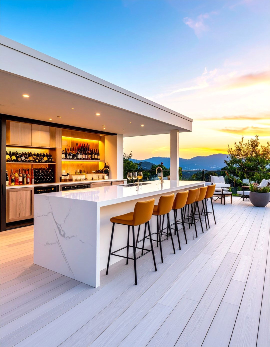 White Deck with Wine Tasting Station - 25 White Deck Ideas