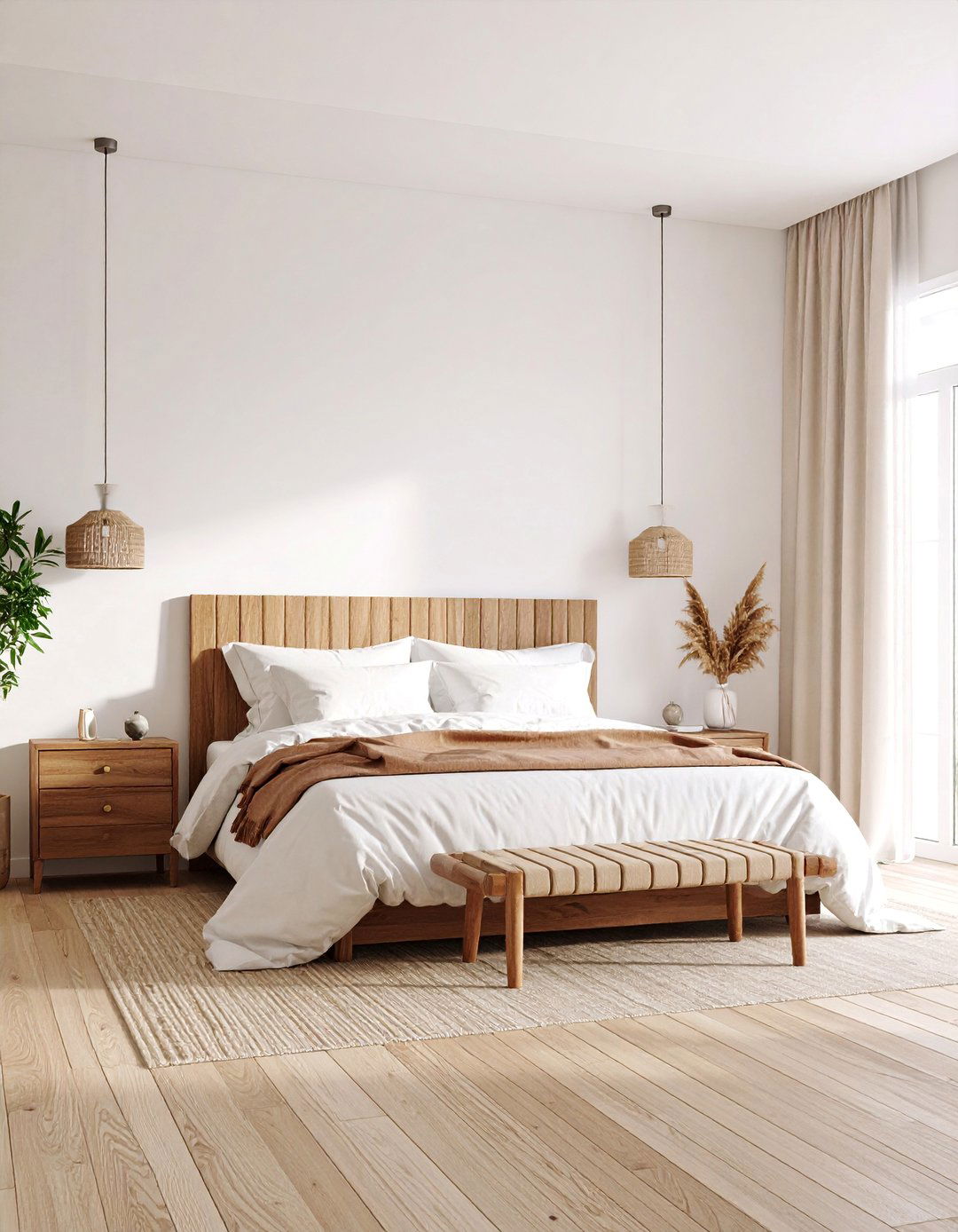 White Dove Bedroom with Natural Wood Accents - 25 Off-white Paint Colors for Room