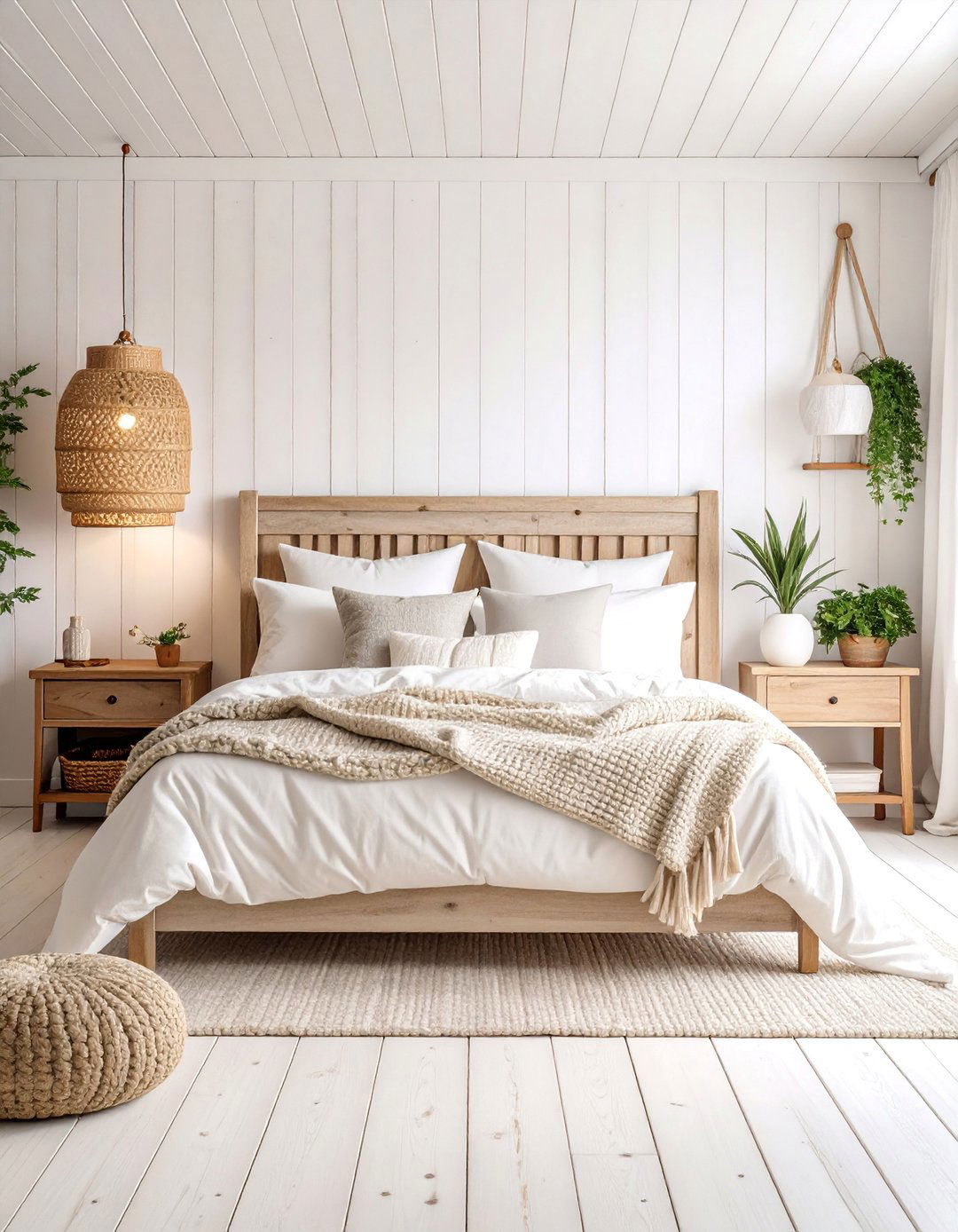 White Farmhouse Bedroom with Layered Textures - 25 Farmhouse Bedroom Ideas