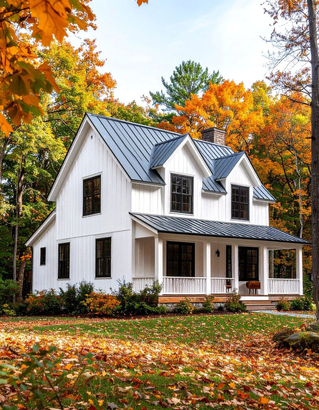 White Farmhouse with Black Windows and Cedar Shake Accents - 25 White Farmhouse With Black Windows Ideas