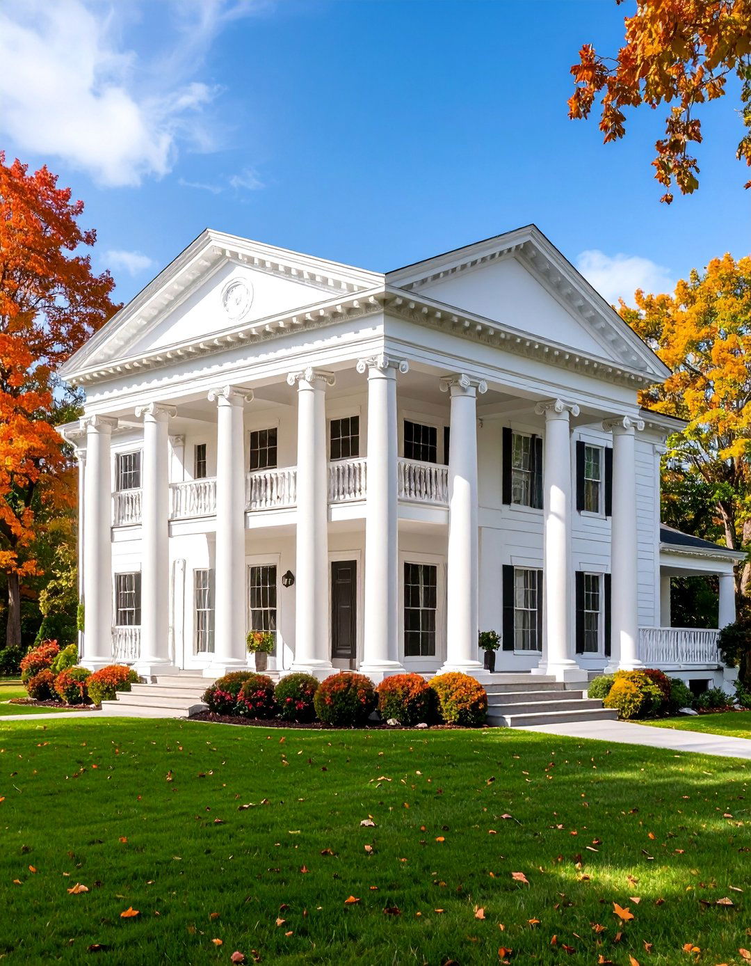 White Greek Revival Columns - 25 White Home Exterior Ideas